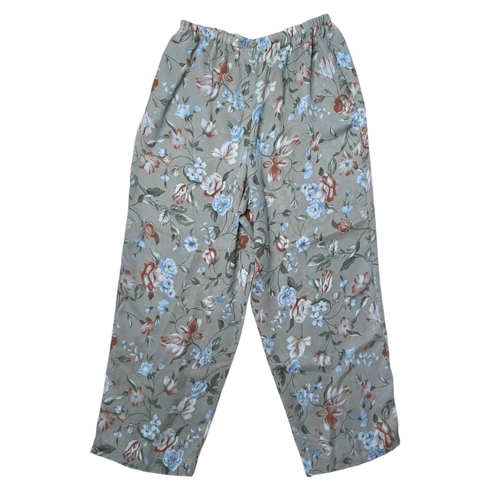 Vintage Express Tan Floral Sheer High Waisted Pants Large‎ Boho